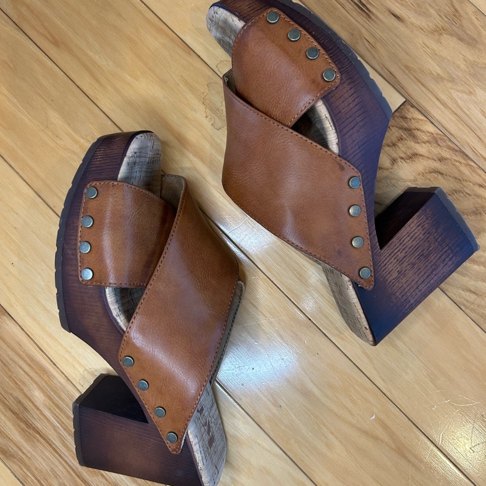Kork Ease Korks women’s Lynda Tan Leather Clog Heels - Stylish Slip-On Mules - Picture 11 of 11